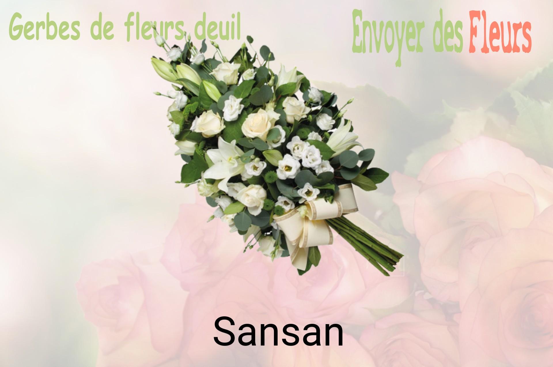 Gerbe de fleurs de deuil livrée à Sansan